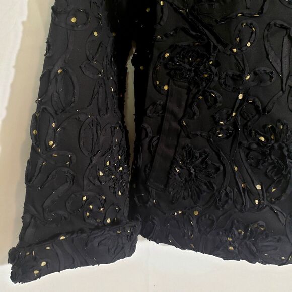 Great Cavalier by St.Paul Womens Jacket Small Floral Full Zip Black Gold Polka - Picture 6 of 8